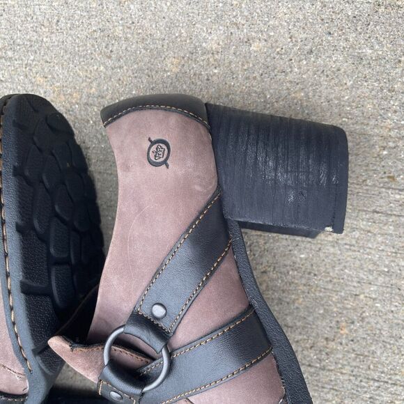 Born Harness Ankle Boots Womens Size 8 Brown Blocked Heel Slip On Suede Leather - Picture 4 of 10